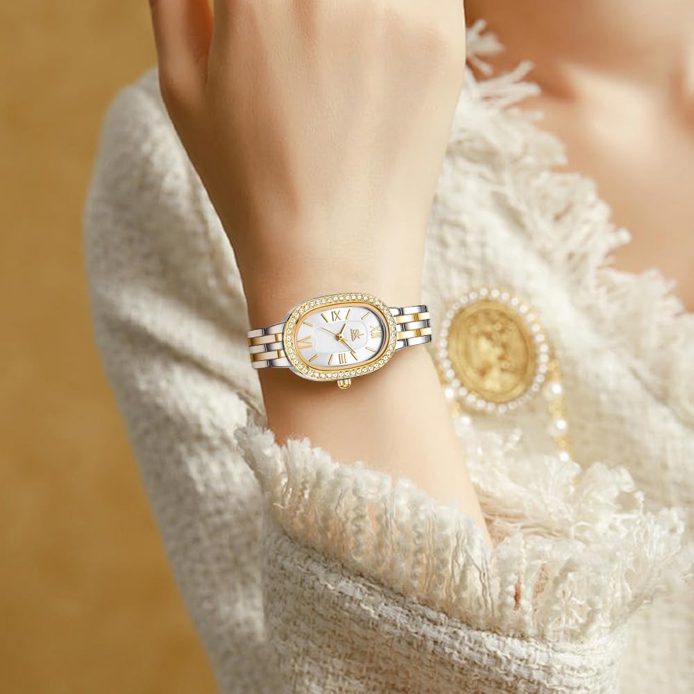 SHENGKE Women s Oval Crystal Accented Alloy Steel Watch - SHENGKE Official Imagery - 3
