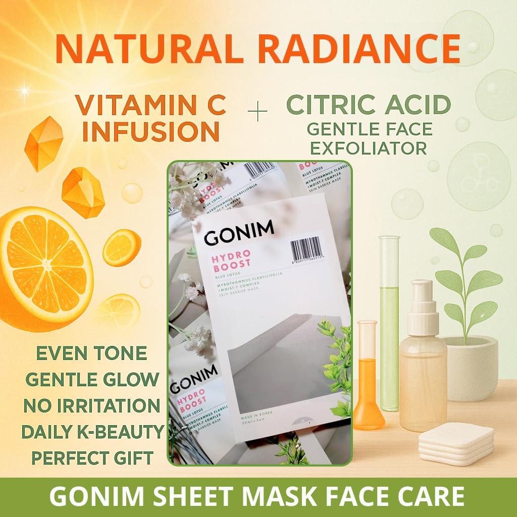 Korean Face Mask, Hydrating Sheet Mask with Hyaluronic Acid Serum - GONIM