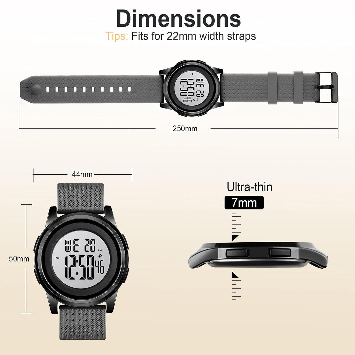 YUINK Mens Digital Watch Ultra Thin Sports Waterproof Simple - YUINK Official Imagery - 4