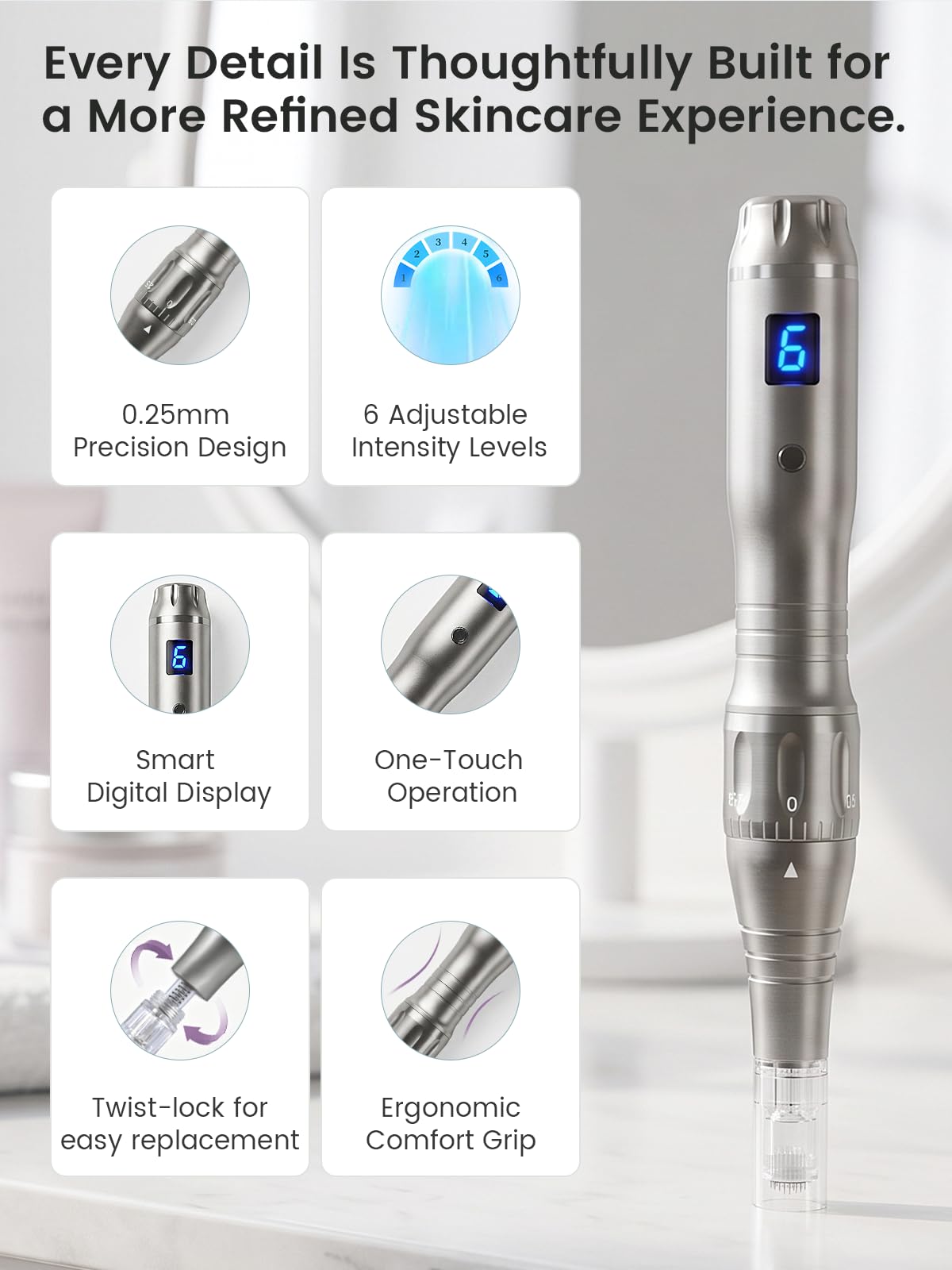 0 25mm Microneedling Pen for Face At Home Serum Applicator - Zowixel Official Imagery - 4