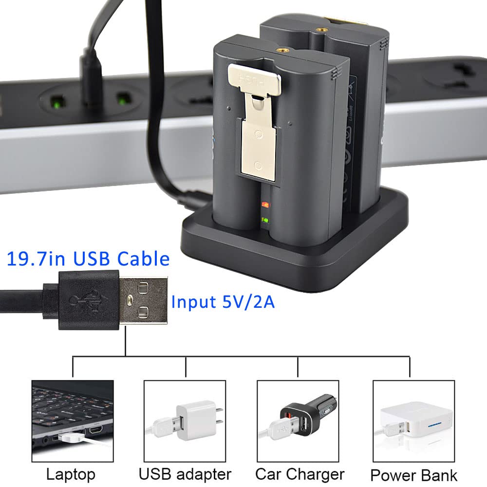 GoHonor dual battery charger station for Ring rechargeable batteries, compatible with Ring Spotlight Cam, Video Doorbell, and Stick Up Cam.