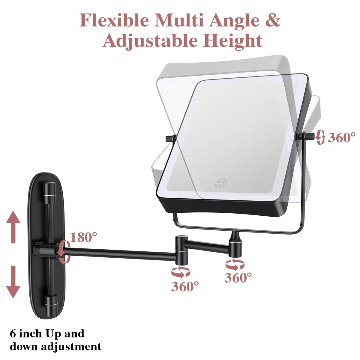 QiMH Wall Mounted Lighted Makeup Mirror Rectangle Double - QiMH Official Imagery - 8