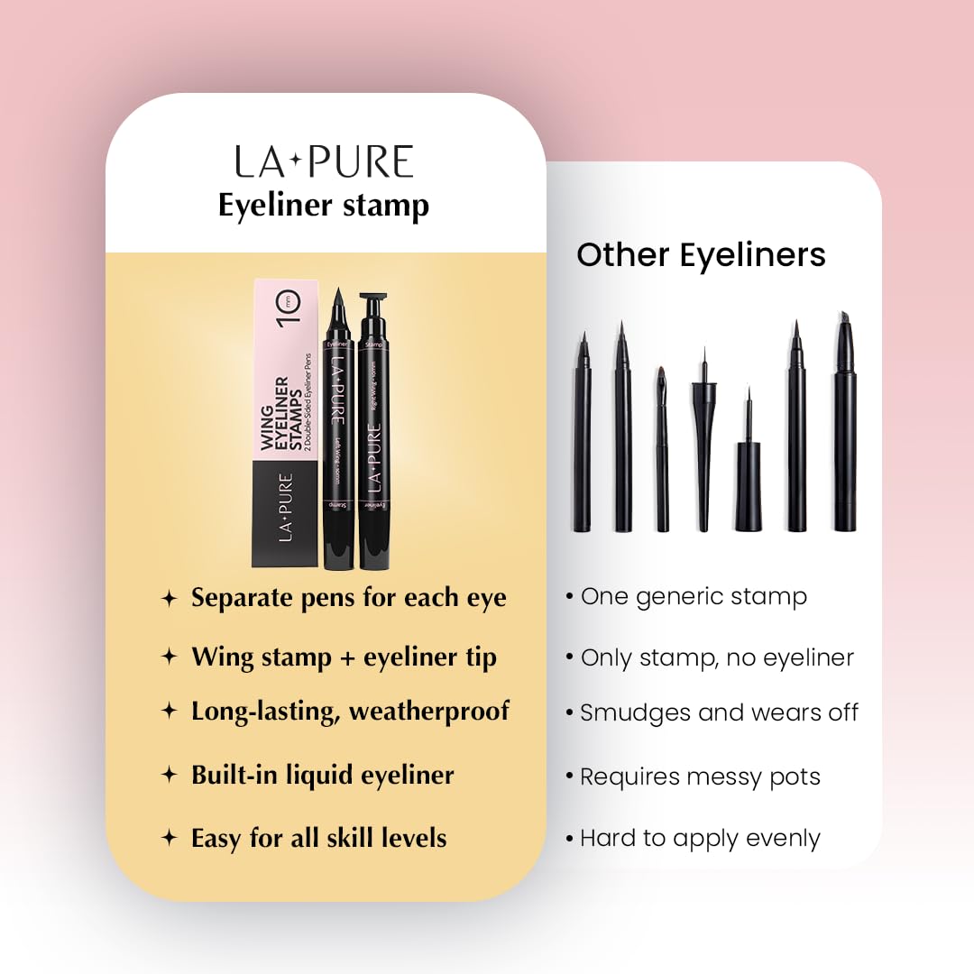 LA PURE Winged Eyeliner Stamp for Easy Cat Eye Makeup 2x, Black – 10mm - View 9