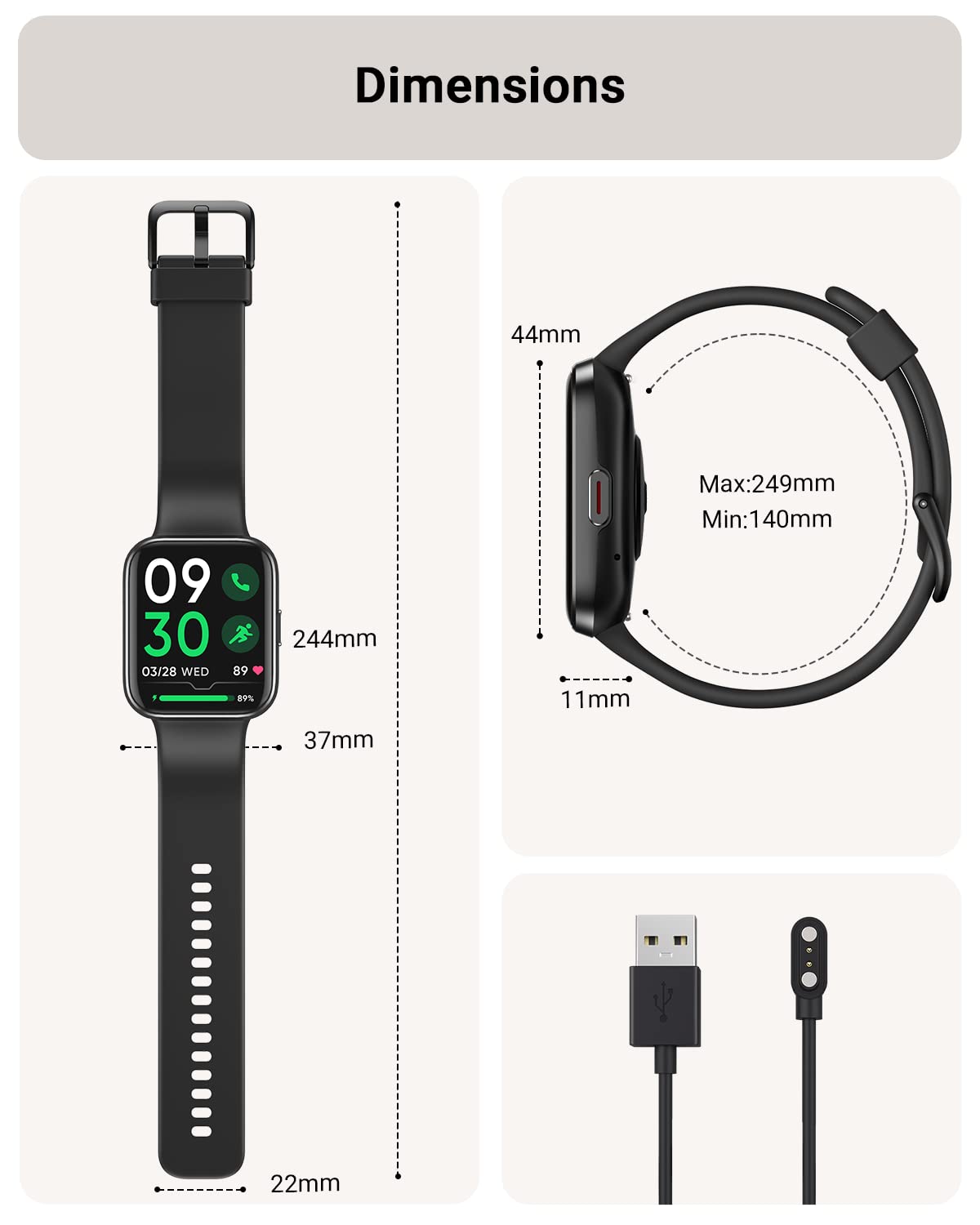 Tensky Smart Watch for Men/Women Android/iPhone/Samsung, Alexa Built-i - View 7