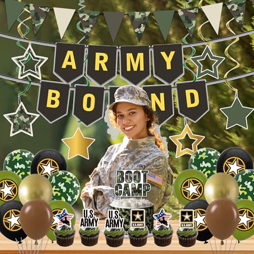 Holkcog Army Party Decorations, Green Military Themed Birthday - Product Imagery