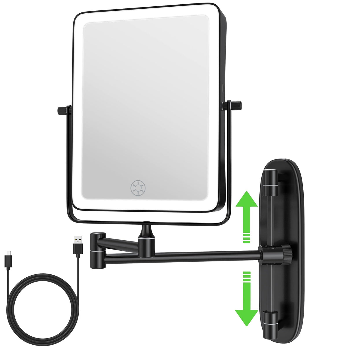 QiMH Wall Mounted Lighted Makeup Mirror Rectangle Double - QiMH Official Imagery - 1