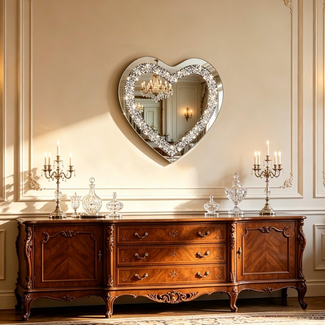 DMDFIRST Crystal Crush Diamond Heart Shaped Silver Mirror - DMDFIRST Official Imagery - 6