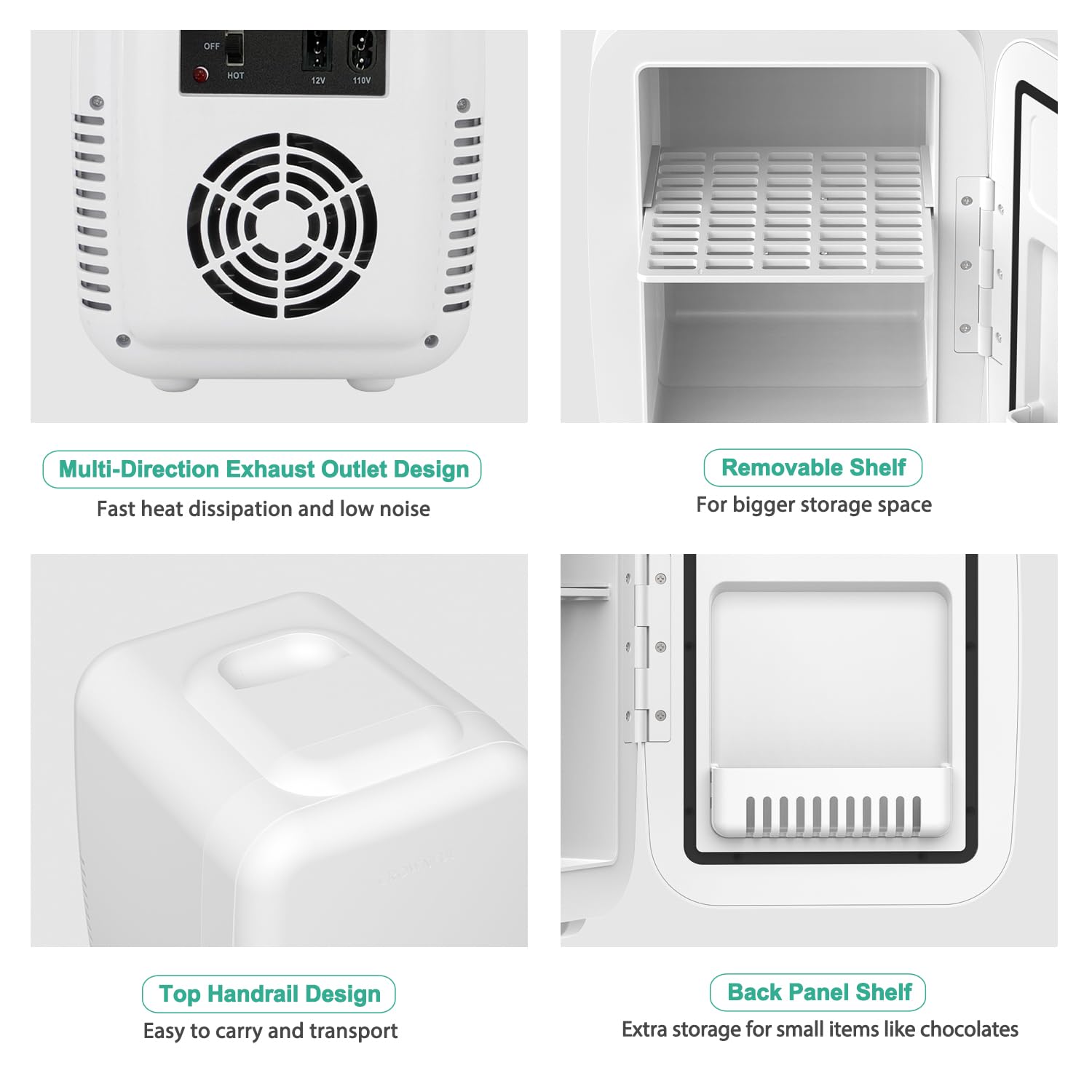 CROWNFUL Mini Fridge, 4 Liter/6 Can Portable Cooler and Warmer - CROWNFUL