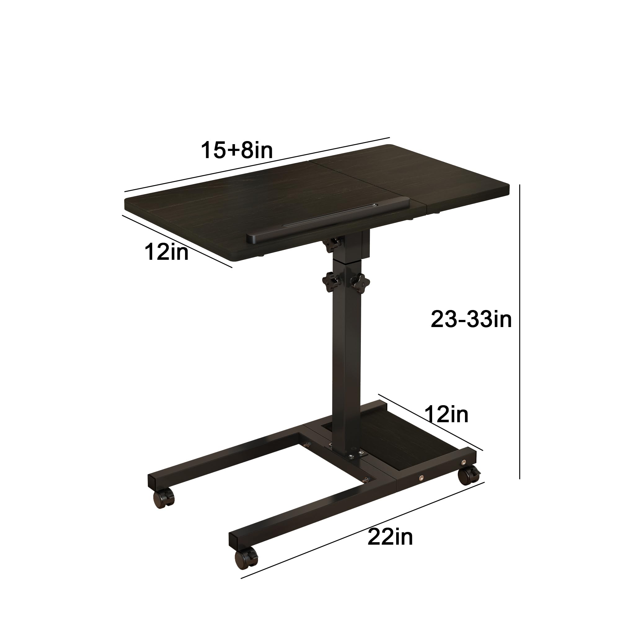 TigerDad mobile adjustable height laptop stand with tiltable surface, wheels, and mouse pad for portable PC and notebook use.