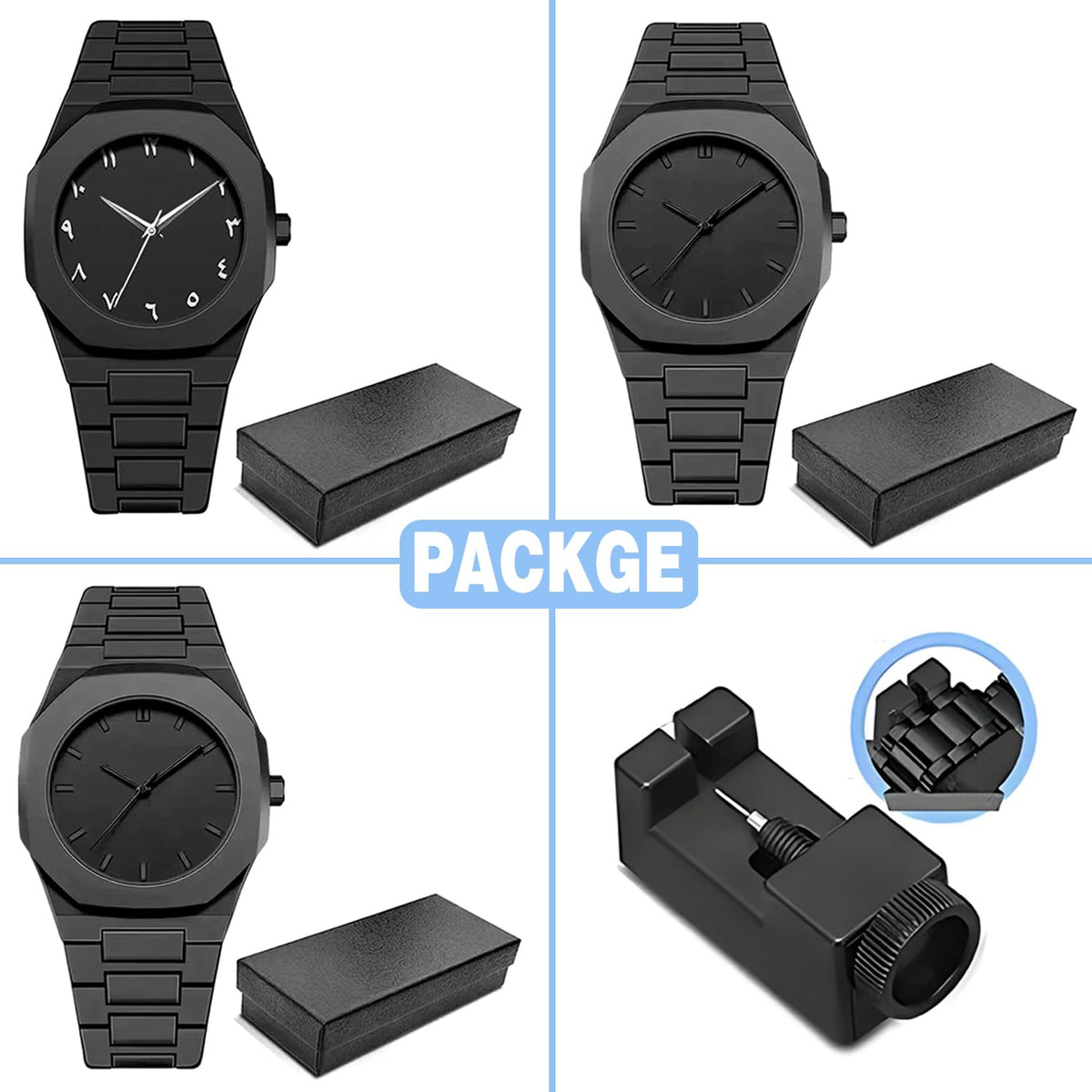 3 Pack Watches for Men Quartz Black Sports Minimalist Ultra - dayutech Official Imagery - 8