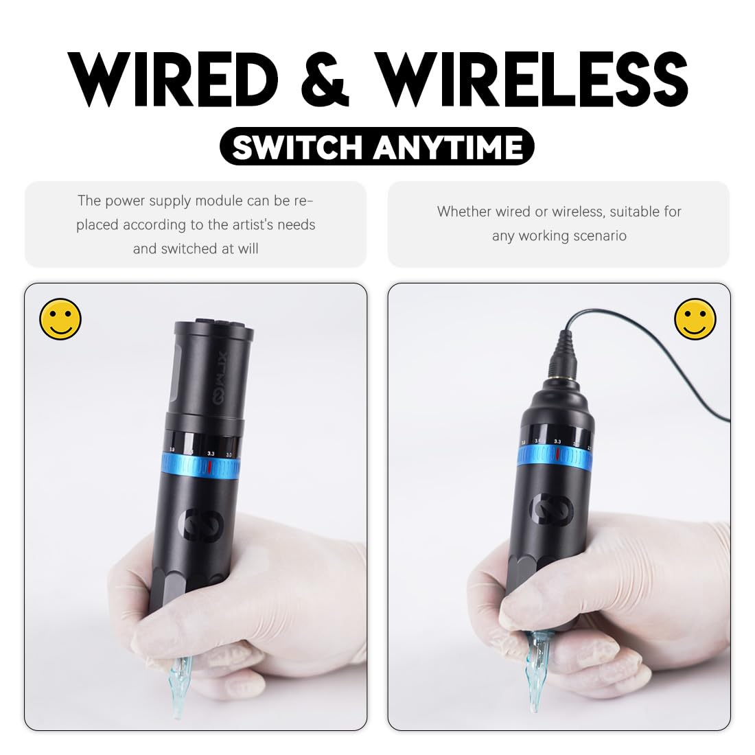 WJX W3 Wireless Tattoo Gun Kit 2 4 4 2mm Adjustable Stroke - WJX Official Imagery - 8