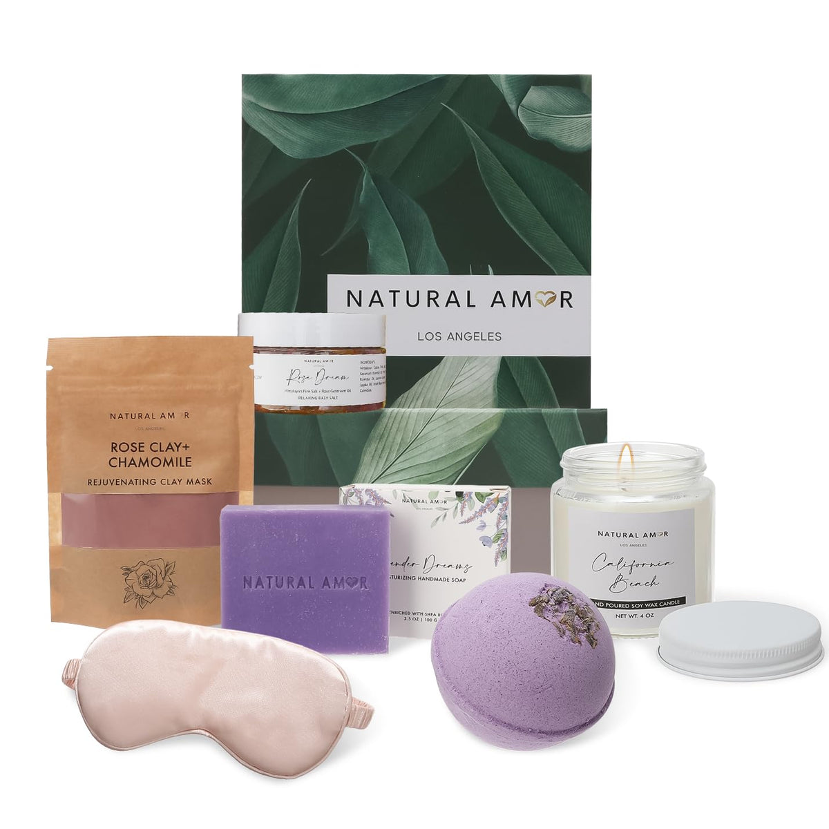 Natural Amor Spa Gift Set for Women 6 Piece Self Care Gift - NATURAL AMOR LOS ANGELES Official Imagery - 2