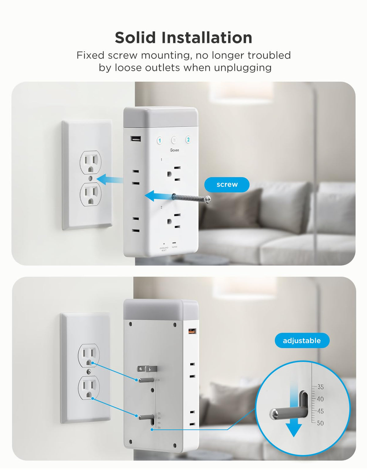 Govee Smart Plug Outlet Extender 3 Sided Power Strips with - Premium Selection Official Imagery - 7