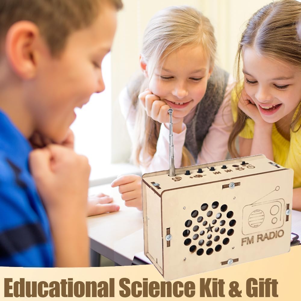 ANNISOKA STEM science kit for ages 6-8-13 with 61 pieces to build your own radio craft, educational DIY electronics kit for kids