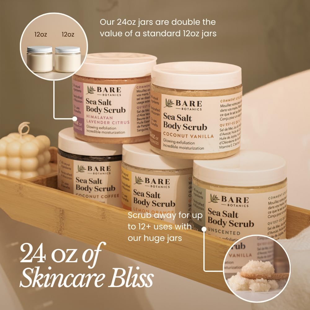 Bare Botanics Unscented Sea Salt Body Scrub Natural Exfoliator - BARE BOTANICS Official Product View 5