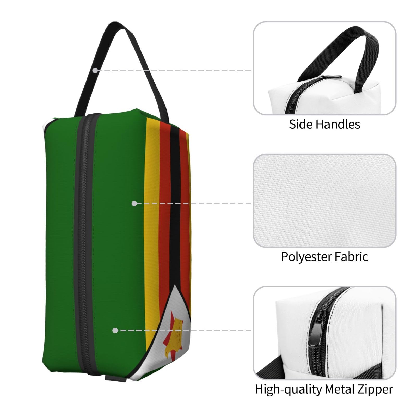 SXZVVBN Flag of Zimbabwe Large Capacity Travel Toiletry Bag Durable Oxford Cloth Makeup Organizer Cosmetic Pouch
