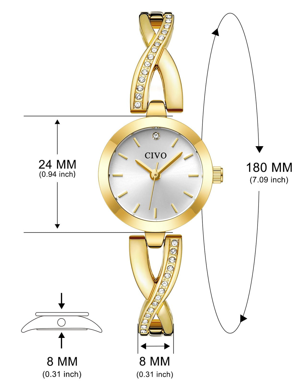 CIVO Gold Bracelet Watches for Women Dainty Jewelry Inspired - CIVO Official Imagery - 8