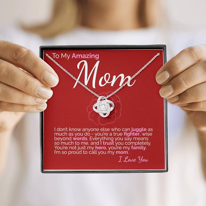 Zahlia necklace gift for mom's birthday, featuring a heartfelt message pendant in elegant jewelry style.