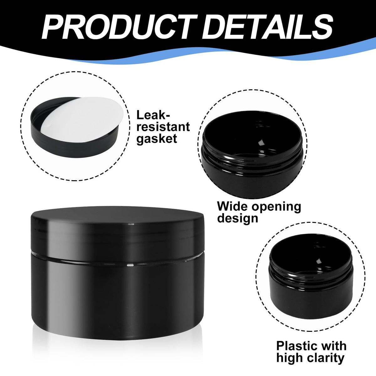 50 Pcs Plastic Jars with Lid 8 oz Plastic Cosmetic - SENONAPO Official Imagery - 5