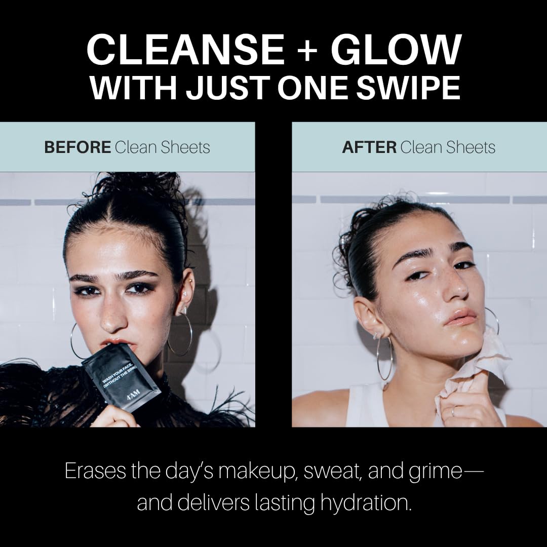 4AM Clean Sheets Hydrating Micellar Skincare Wipes for Face, No - 4AM