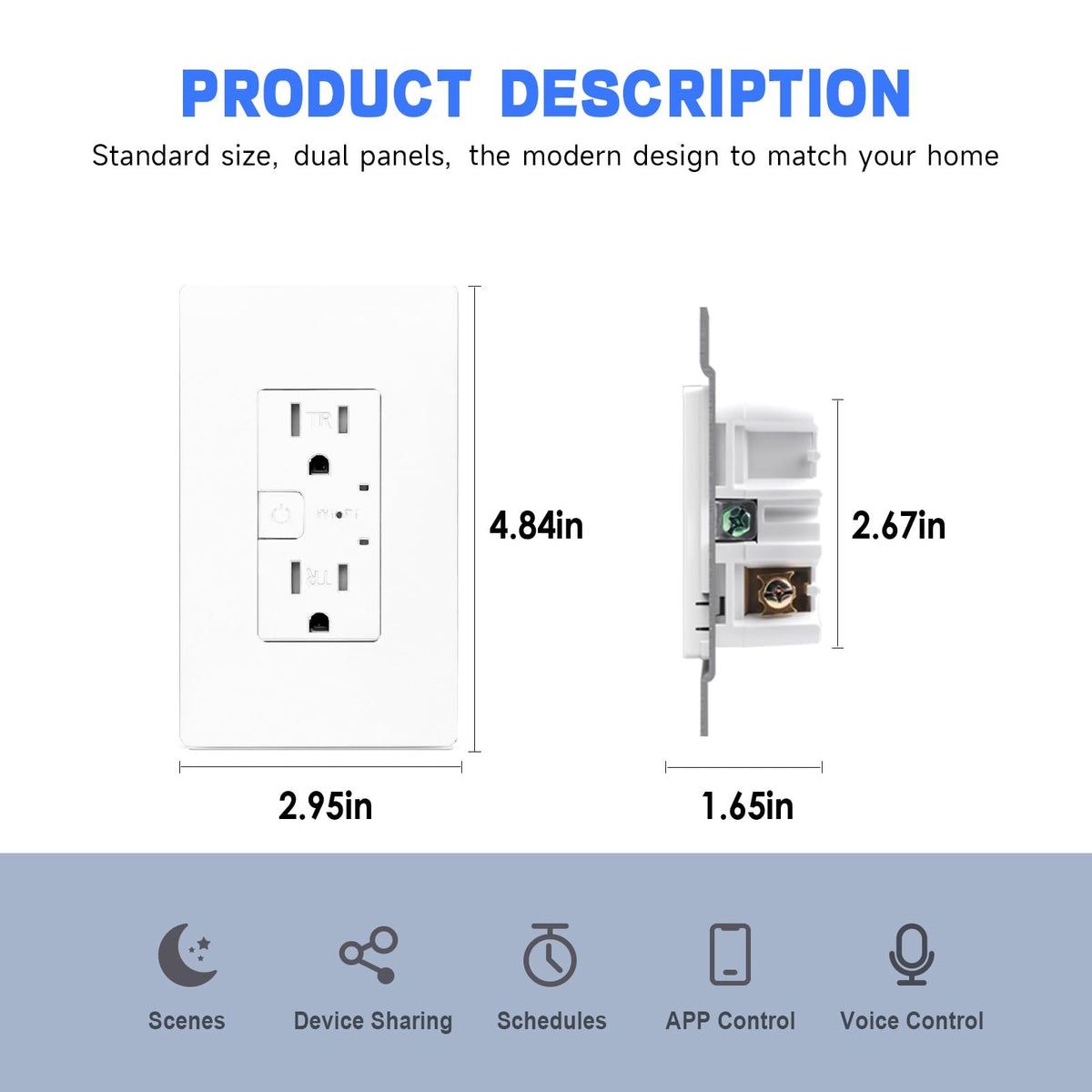 Smart Wall Outlet TR Receptacle Alexa Google 2 4 G WiFi ETL - junlit Official Imagery - 6