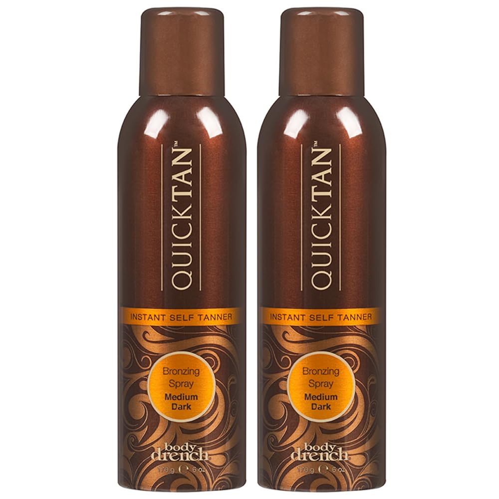 Body Drench QuickTan Instant Self Tanner Bronzing Spray, Salon-Quality Medium/Dark Tan, Streak-Free, Tinted Formula, 6 oz, 1-pack - Body Drench Official Product View 9