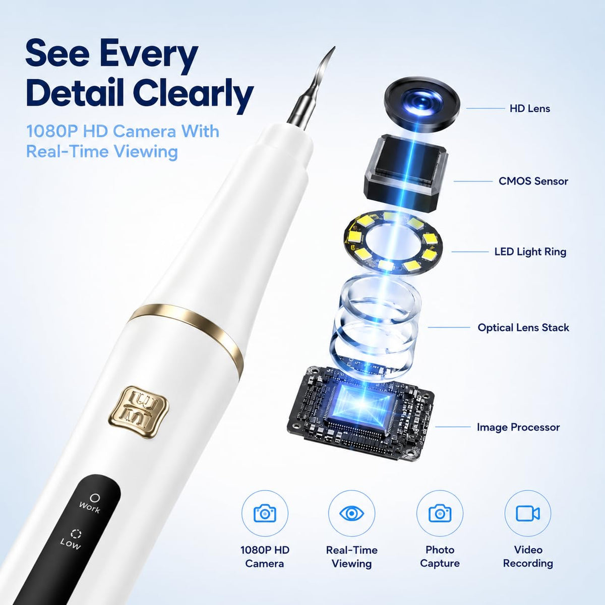 Rechargeable Oral Care Device with HD Camera LED Light - Zhicheng Official Imagery - 3