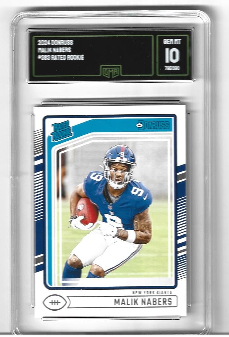 Graded Gem Mint 10 Malik Nabers Football Rookie Card 2024 - Product Imagery