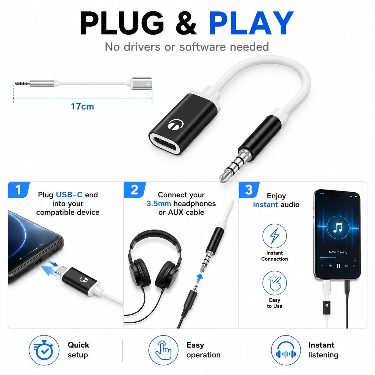 Zenarao USB C to 3.5mm Analog Audio Adapter, Pure Analog Signal H by Zenarao - Angle View 4