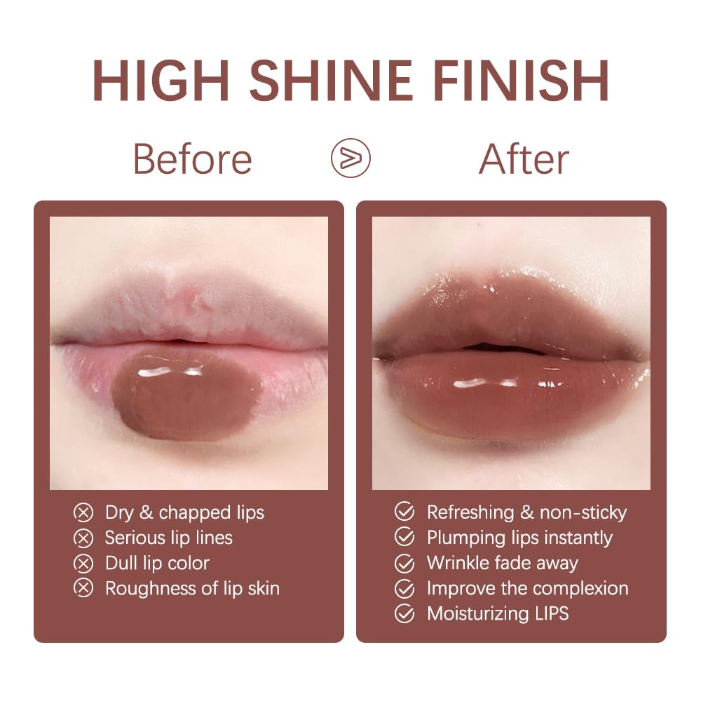 BAISEN DIARY 2PCS Lip Gloss with Brown Lip Liner Lip Combo Set – Choco - View 8
