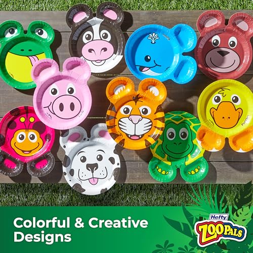 Hefty Zoo Pals Kids Paper Plates, Party Edition, 7.75 inches, - Product Imagery