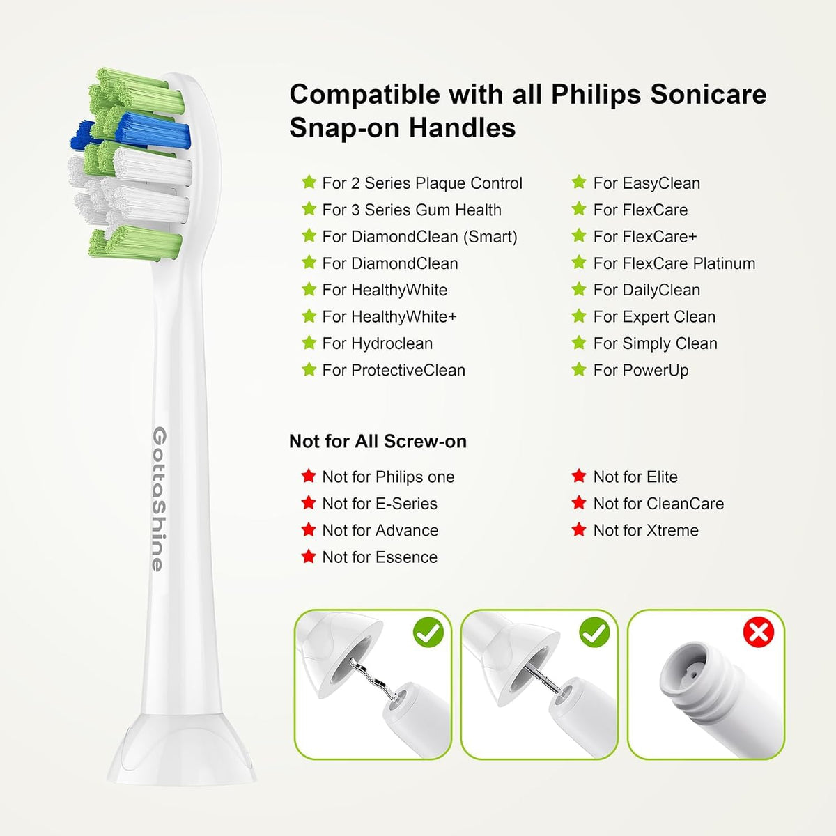 Replacement Toothbrush Heads for Philips Sonicare Plaque - GottaShine Official Imagery - 4