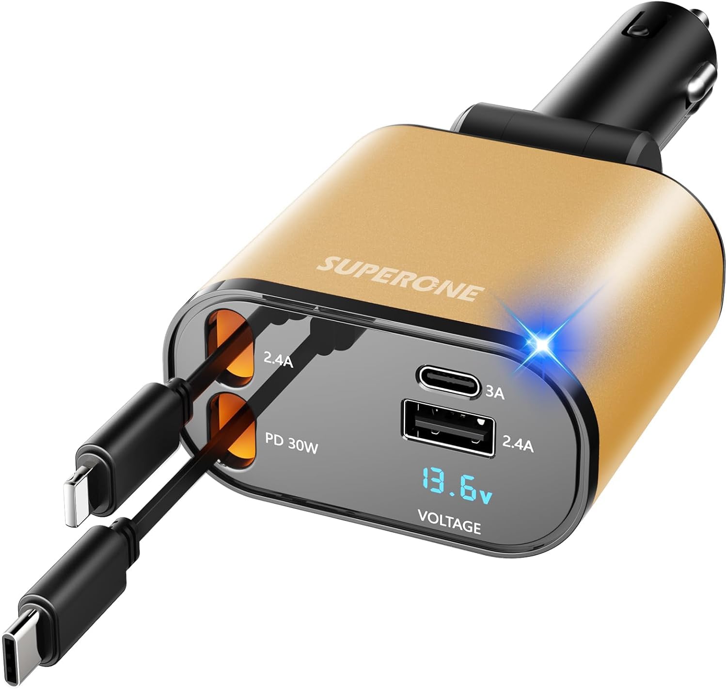 SUPERONE Retractable Car Charger 4 in 1 Fast Phone Charger - SUPERONE Official Product View 10
