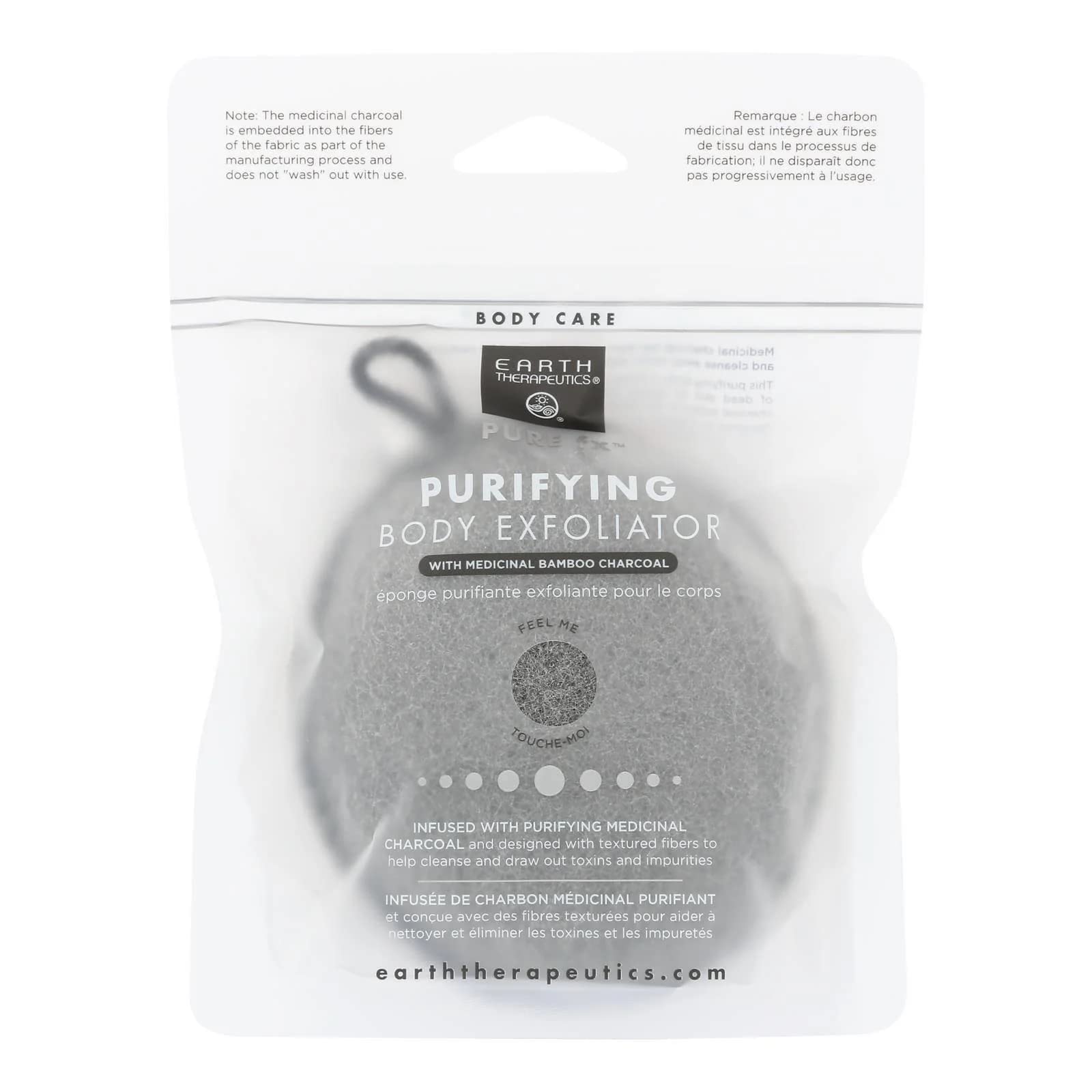 Earth Therapeutics Purifying Body Exfoliator Sponge - Black with Charcoal - Earth Therapeutics Official Product View 2