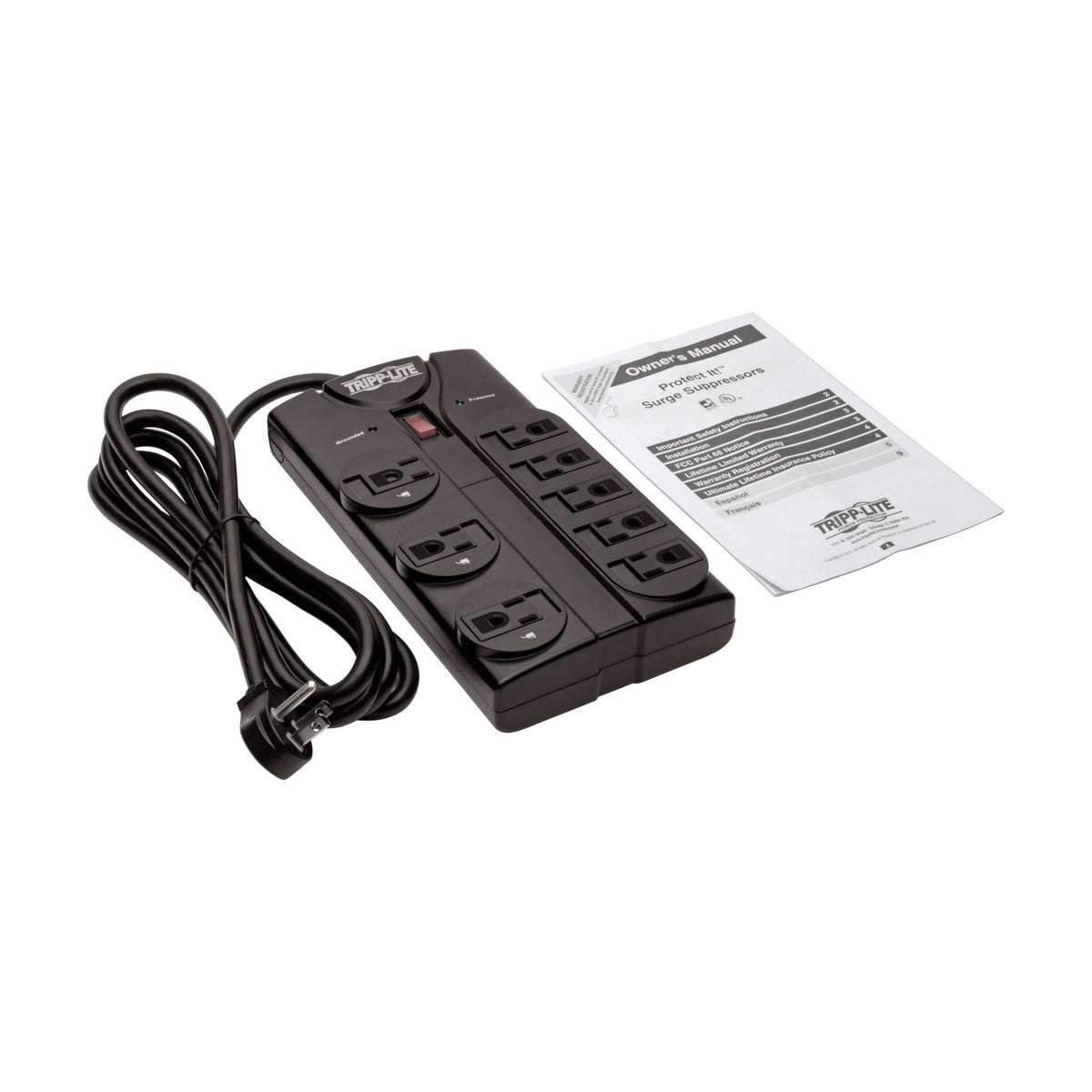 Eaton Tripp Lite TLP808B Black Flat Plug Surge Protector 8 - TRIPP LITE Official Imagery - 4