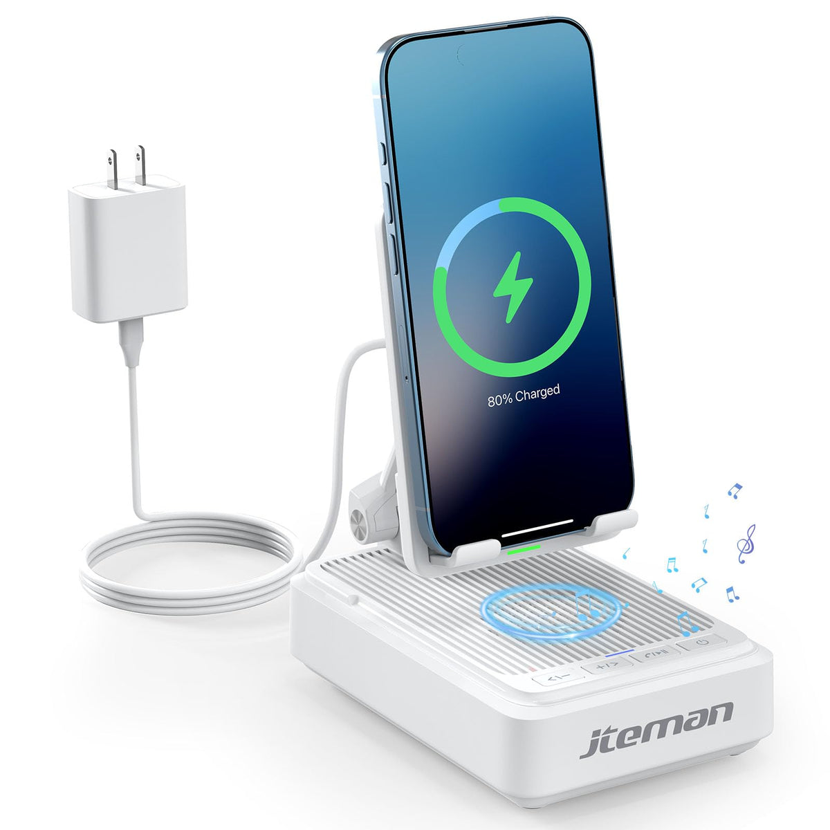 Jteman Cell Phone Stand with Bluetooth Speaker and Wireless - JTEMAN Official Imagery - 1