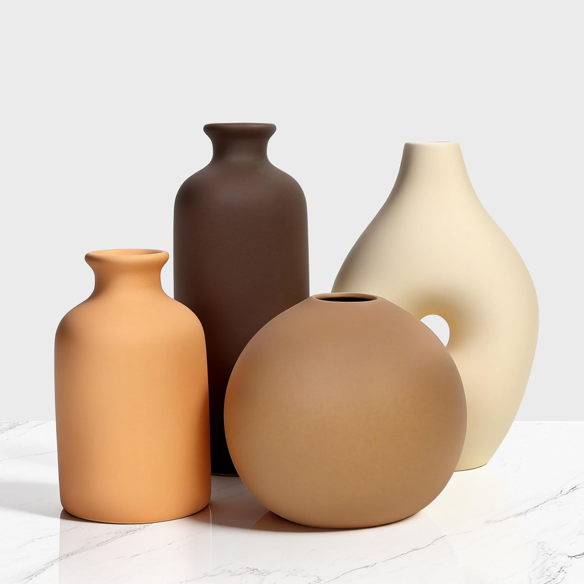 Ceramic Vase Set of 4 Modern Farmhouse Decor Vases for Home - Harmolia Official Imagery - 1