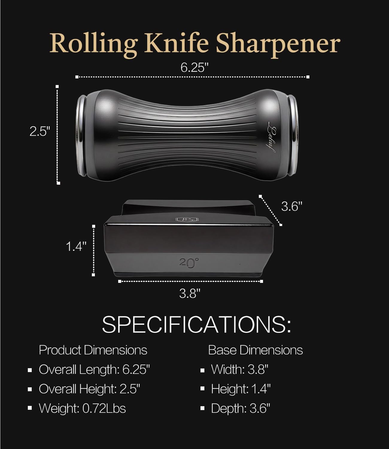 Lebof rolling knife sharpener with diamond disc and magnetic base, featuring four sharpening slots for precise edge restoration.