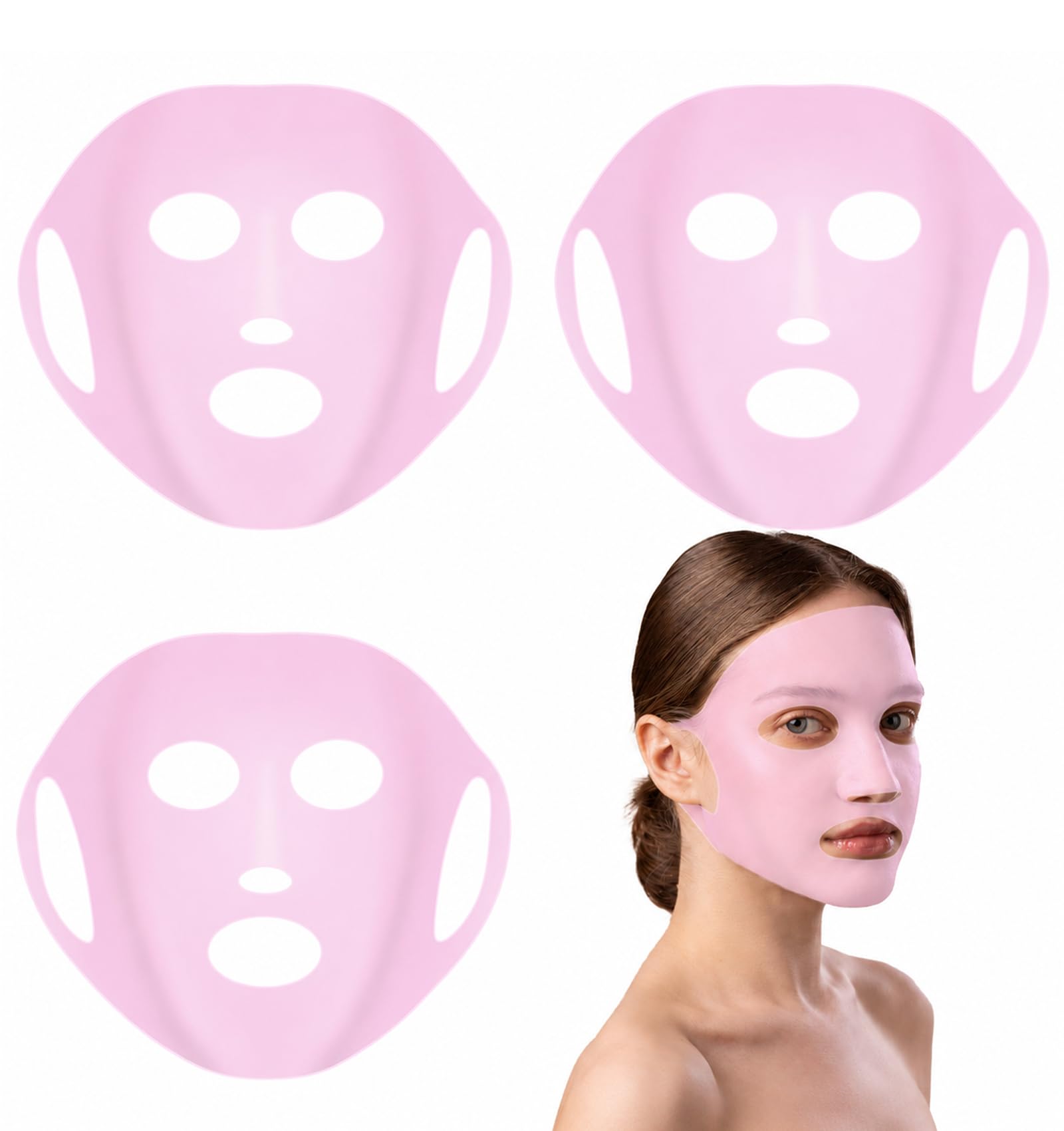 3 Pcs Reusable Silicone Face Mask, Sheet Mask Holder on Face - ValueBargain