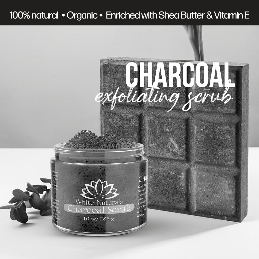 White Naturals Charcoal Body Scrub, Moisturizing and Exfoliating Face & Foot - White Naturals Official Product View 8