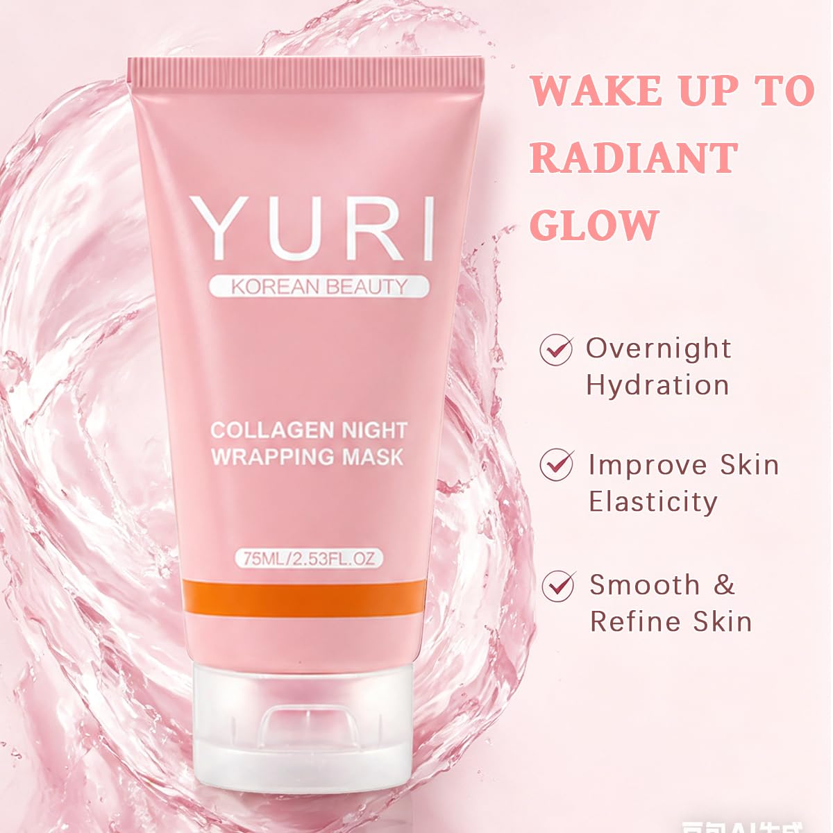 YURI Collagen Mask, Collagen Night Wrapping Mask 1PCS, Peel Off - IYUWE