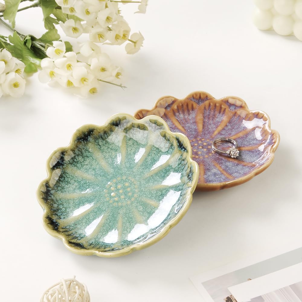 JAMEND CLXP Lotus Ring Holder Dish Small Indoor Ash Tray, Ceramic Dessert Plate - JAMEND CLXP Official Product View 2