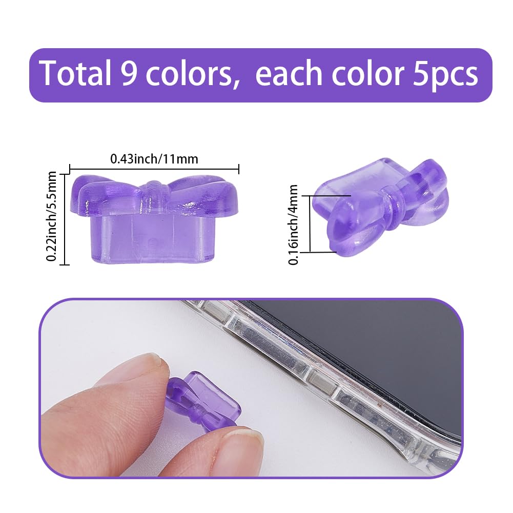 SUNNYCLUE 45Pcs Colorful Dust Plugs Type-C Port Covers