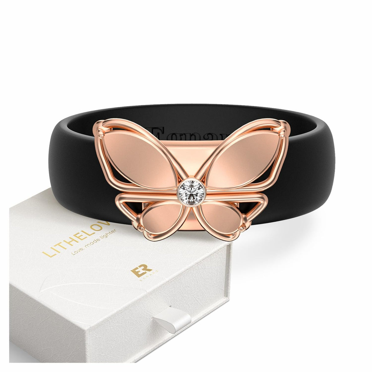 Egnaro Women Silicone Ring with Copper Alloy Butterfly - Egnaro Official Imagery - 8