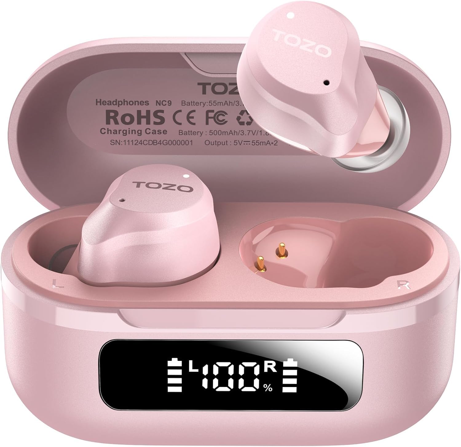 TOZO NC9 Hybrid Active Noise Cancelling Wireless Earbuds, 60H, LE - TOZO Official Product View 1