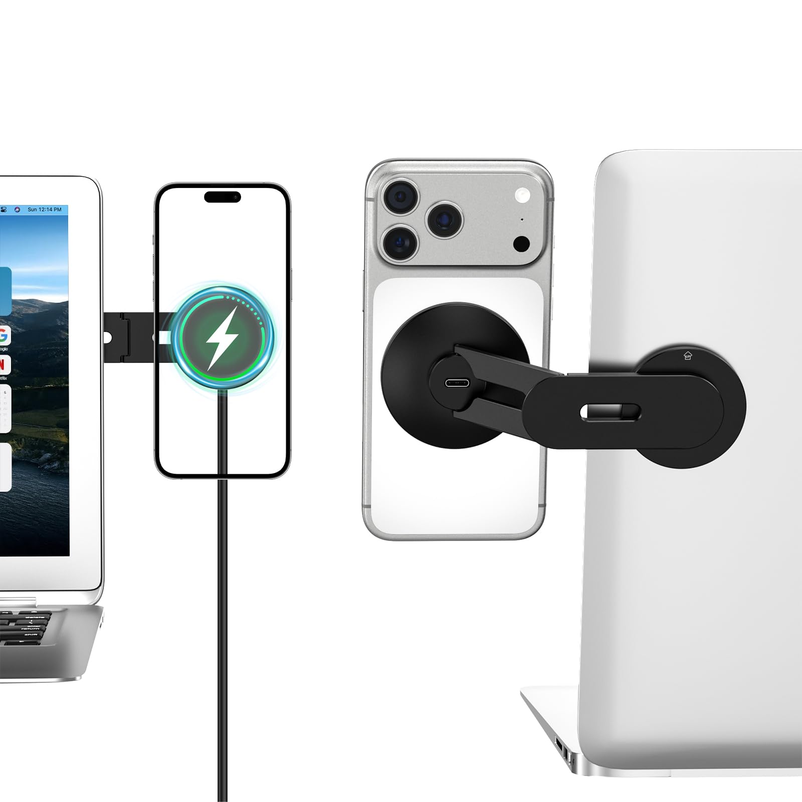 CloudValley Magnetic Laptop Phone Holder, 15W Fast Wireless Charger