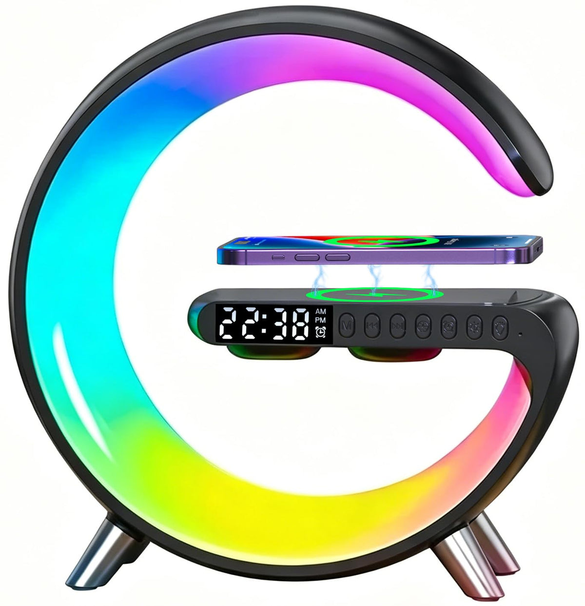 4 In 1 Smart LED Table Lamp Alarm Clock Bluetooth Speaker - WEKEFON Official Imagery - 2