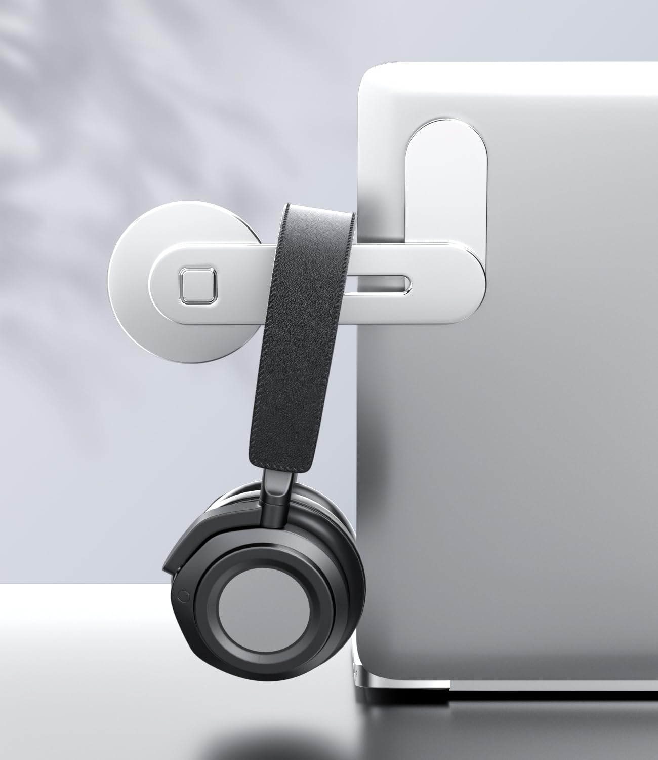 CloudValley magnetic laptop phone holder attached to a laptop, compatible with iPhone 15/14/13 MagSafe for portable electronic device mounting.