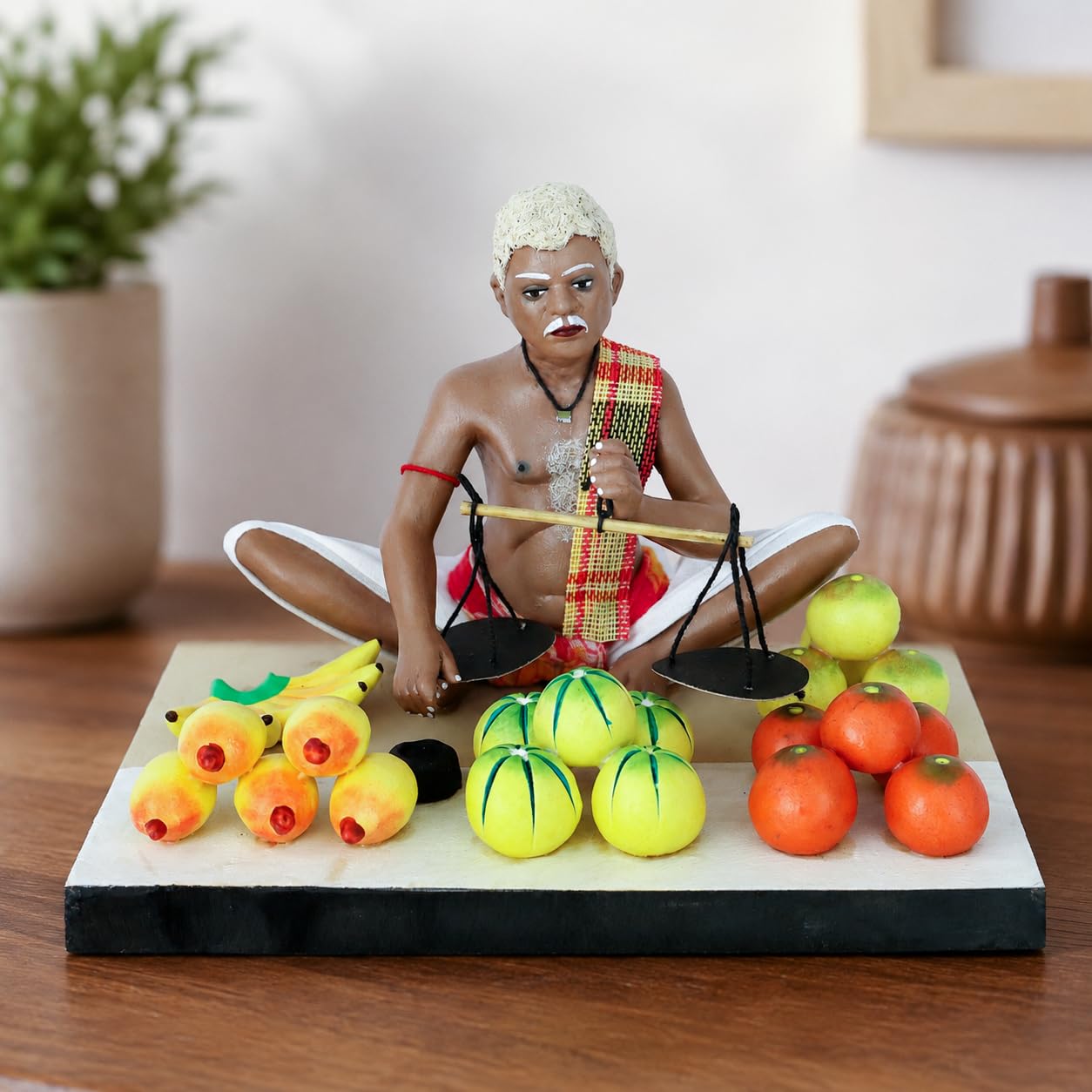 Handmade Miniature Human Figure Terracotta Clay Idol- Fruit - Product Imagery