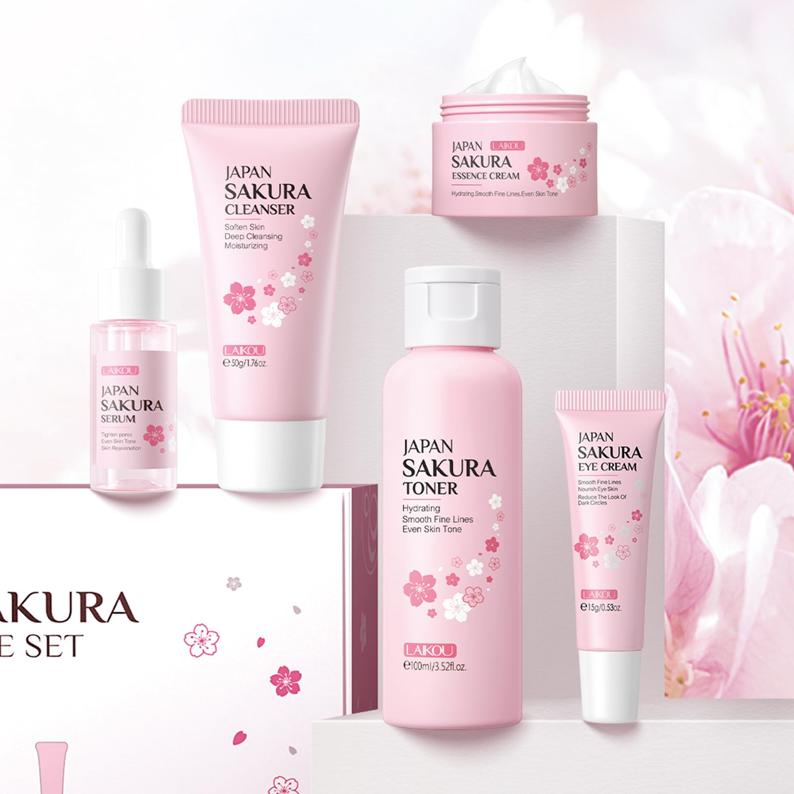 LAIKOU Skin Care Set JAPAN SAKURA Women Beauty Gift Sets Skin Care Kit 5pcs - LAIKOU Official Product View 5